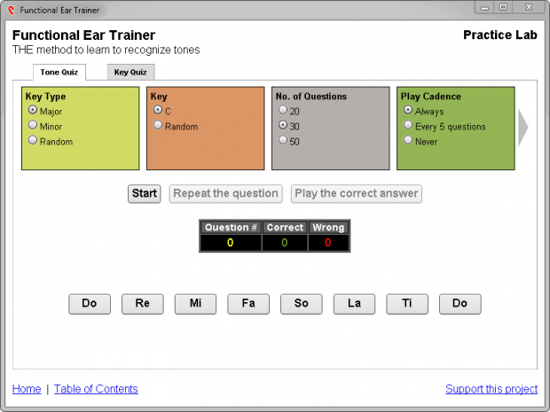 functional ear trainer practice lab screen
