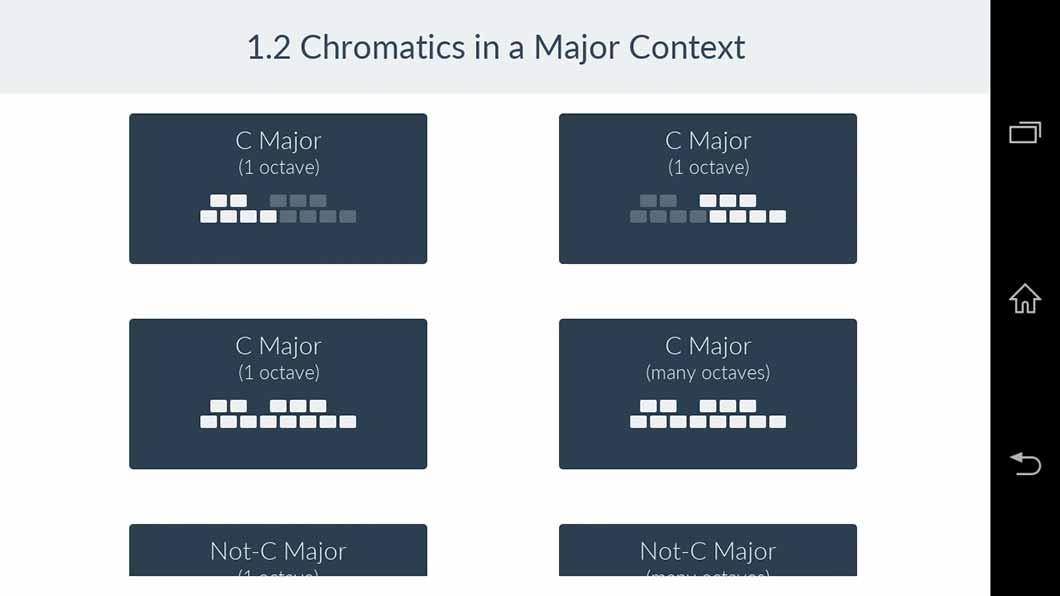 Major scale with chromatics exercise choices in the Functional Ear Trainer app